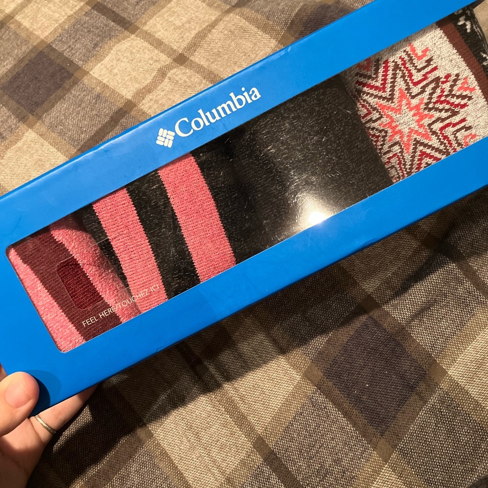 Columbia Men's Striped and Patterned Socks - Black and Pink